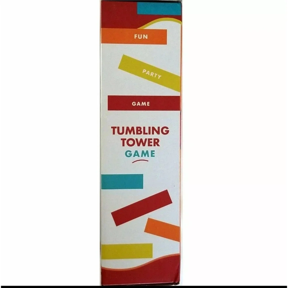 POP! Tumbling Tower Game, 54 Wooden Blocks, Yellow Orange & Red 3"x.5"x.5" Block - Picture 2 of 4